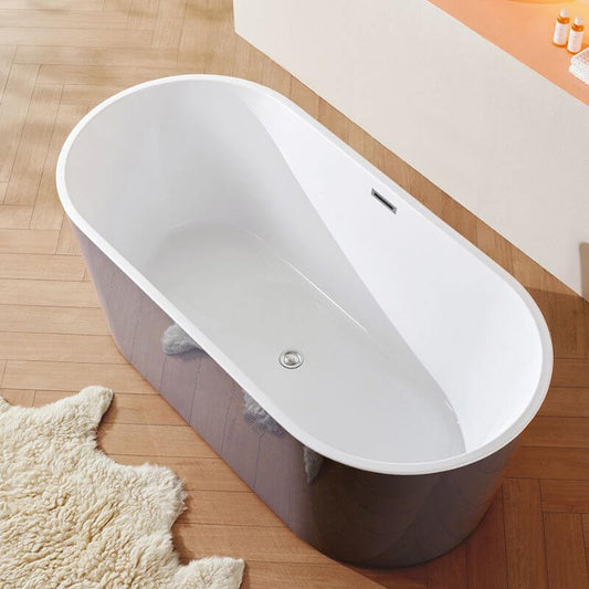 Ink Freestanding Bathtub with Roll Top, Oval Shape, Contemporary Style, Polymethyl Methacrylate (pmma) Material, and Soaking Bath Therapy, 47"L x 26"W x 23"H Bathtubs