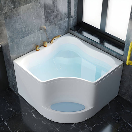 Corner Bathtub Seat Included Acrylic Pop-Up Drain Soaking in White - 35"L x 35"W x 25"H Tub Bathtubs