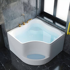 Corner Bathtub Seat Included Acrylic Pop-Up Drain Soaking in White - 35"L x 35"W x 25"H Tub Bathtubs