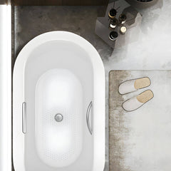 Modern White Oval Freestanding Bathtub with Soaking Function and Slip-Resistant Surface - Tub Bathtubs