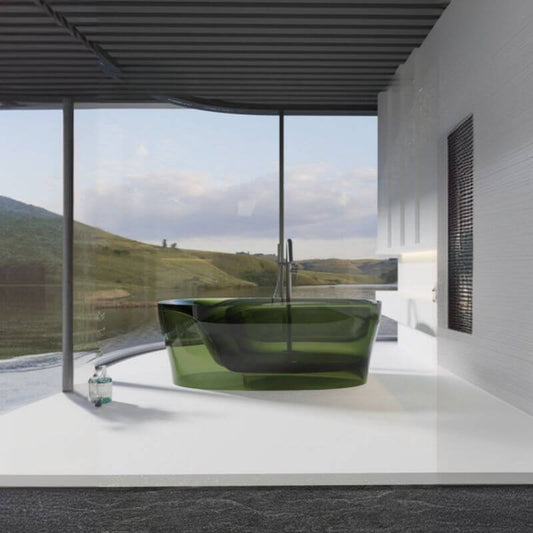 Freestanding oval roll top bathtub with soaking design, 63 by 30 inches, casual style