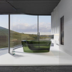 Ink Resin Freestanding Roll Top Oval Casual Bathtub with Soaking Design, 63"L x 30"W x 22"H Bathtubs