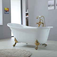 Modern Lucite Elliptical Clawfoot Bathtub with Single Slipper Design for Soaking Bathtubs