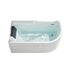 Modern White Acrylic Corner Soaking Bathtub with Non-Slip Surface and Overflow Hole - Tub with Deck Faucets Left 47"L x 30"W x 24"H Bathtubs