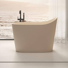 Casual Oval Freestanding Bathtub with Single Slipper Design for Soaking and Seat Included Bathtubs