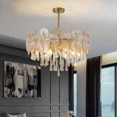 Five-Tier Gold Glam Chandelier with Nine Lights - Metal Fixture