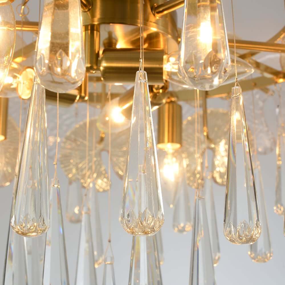 Five-Tier Gold Glam Chandelier with Nine Lights - Metal Fixture