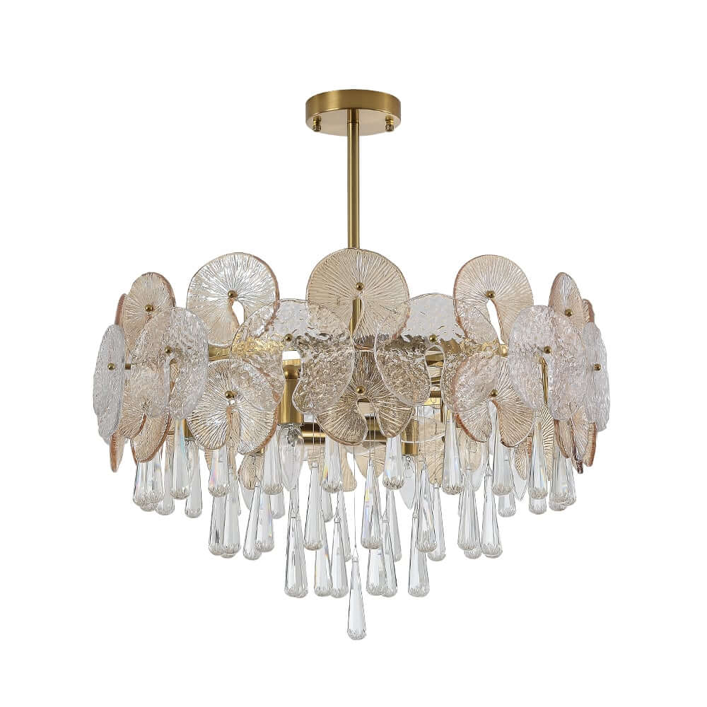 Five-Tier Gold Glam Chandelier with Nine Lights - Metal Fixture