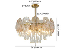 Five-Tier Gold Glam Chandelier with Nine Lights - Metal Fixture Dimensions