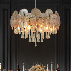 Five-Tier Gold Glam Chandelier with Nine Lights - Metal Fixture Main Product Image