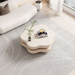 Flower-Shaped Modern MDF Coffee Table with Rotating Two-Tier Design