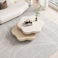 Flower-Shaped Modern MDF Coffee Table with Rotating Two-Tier Design Main Product Image