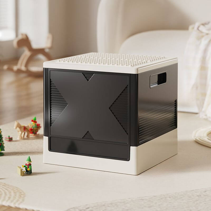 Foldable Kids Toy Box with Building Block Lid – Stackable PP Storage Cube