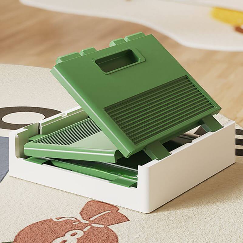 Foldable Kids Toy Box with Building Block Lid – Stackable PP Storage Cube