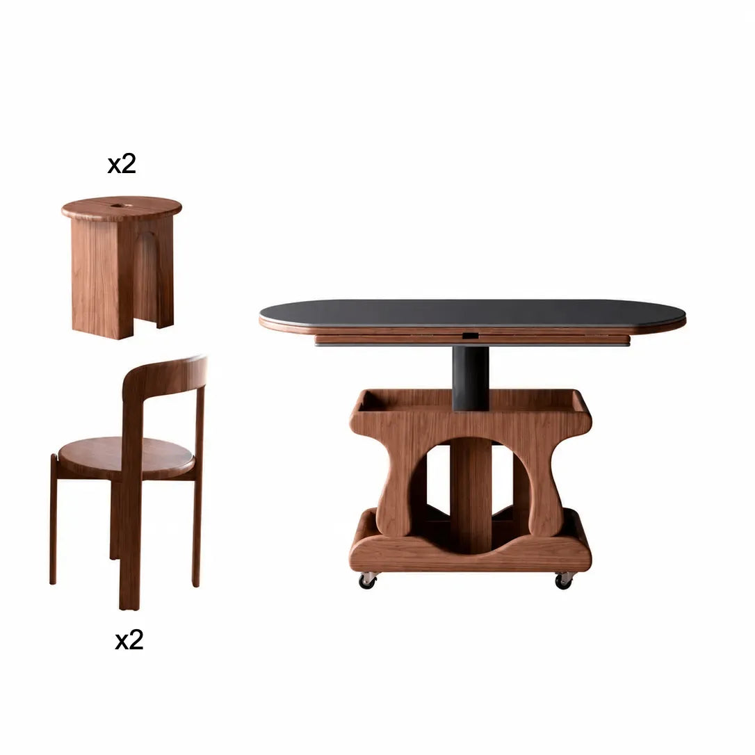 Foldable Lift Top Coffee Table With Oak Storage Base and Hidden Casters
