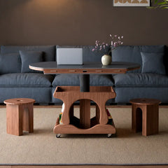 Foldable Lift Top Coffee Table With Oak Storage Base and Hidden Casters