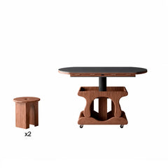Foldable Lift Top Coffee Table With Oak Storage Base and Hidden Casters