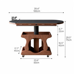 Foldable Lift Top Coffee Table With Oak Storage Base and Hidden Casters Dimensions