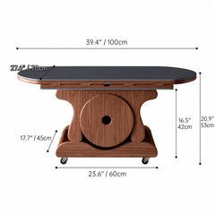 Foldable Lift Top Coffee Table With Oak Storage Base and Hidden Casters Dimensions