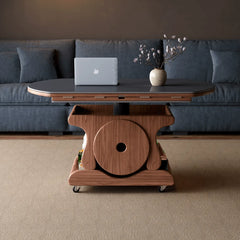 Foldable Lift Top Coffee Table With Oak Storage Base and Hidden Casters Main Product Image