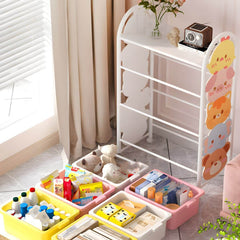 Four-Tier Kids' Organizer with Cartoon Animal Side Panels