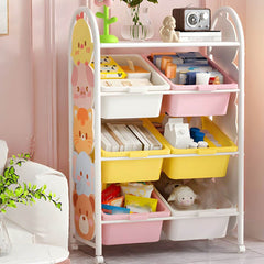 Four-Tier Kids' Organizer with Cartoon Animal Side Panels