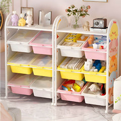 Four-Tier Kids' Organizer with Cartoon Animal Side Panels