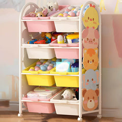 Four-Tier Kids' Organizer with Cartoon Animal Side Panels