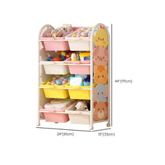 Four-Tier Kids' Organizer with Cartoon Animal Side Panels Dimensions