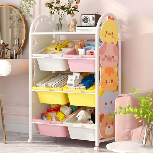 Four-Tier Kids' Organizer with Cartoon Animal Side Panels Main Product Image