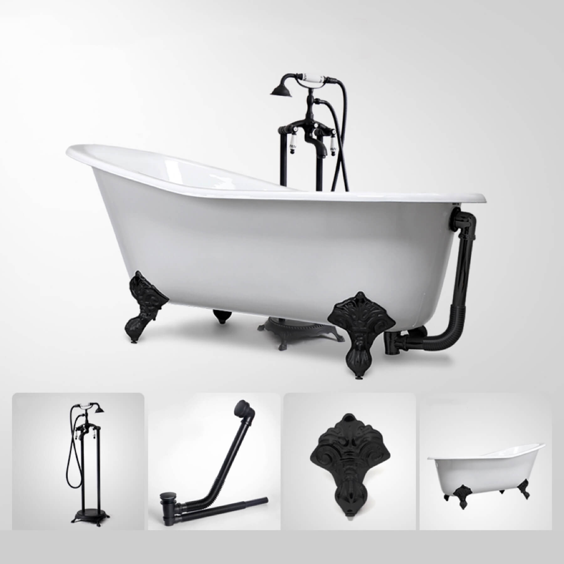 Freestanding Clawfoot Bathtub in Classic Cast Iron Design