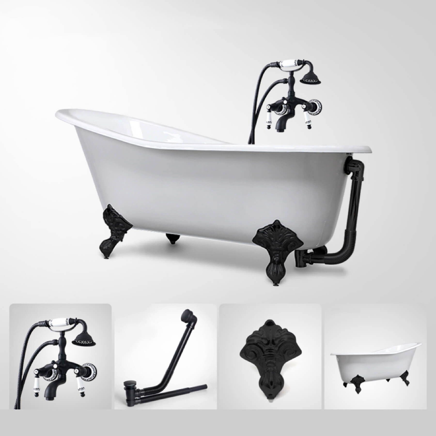 Freestanding Clawfoot Bathtub in Classic Cast Iron Design