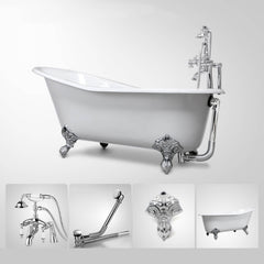 Freestanding Clawfoot Bathtub in Classic Cast Iron Design