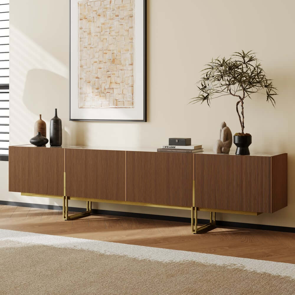 Freestanding TV Stand For 65 Inch TV With Cable Management