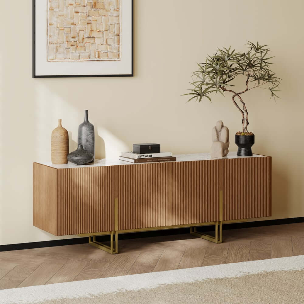 Freestanding TV Stand For 65 Inch TV With Cable Management