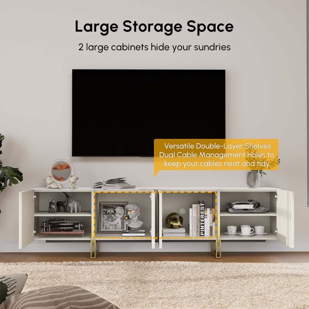 Freestanding TV Stand For 65 Inch TV With Cable Management
