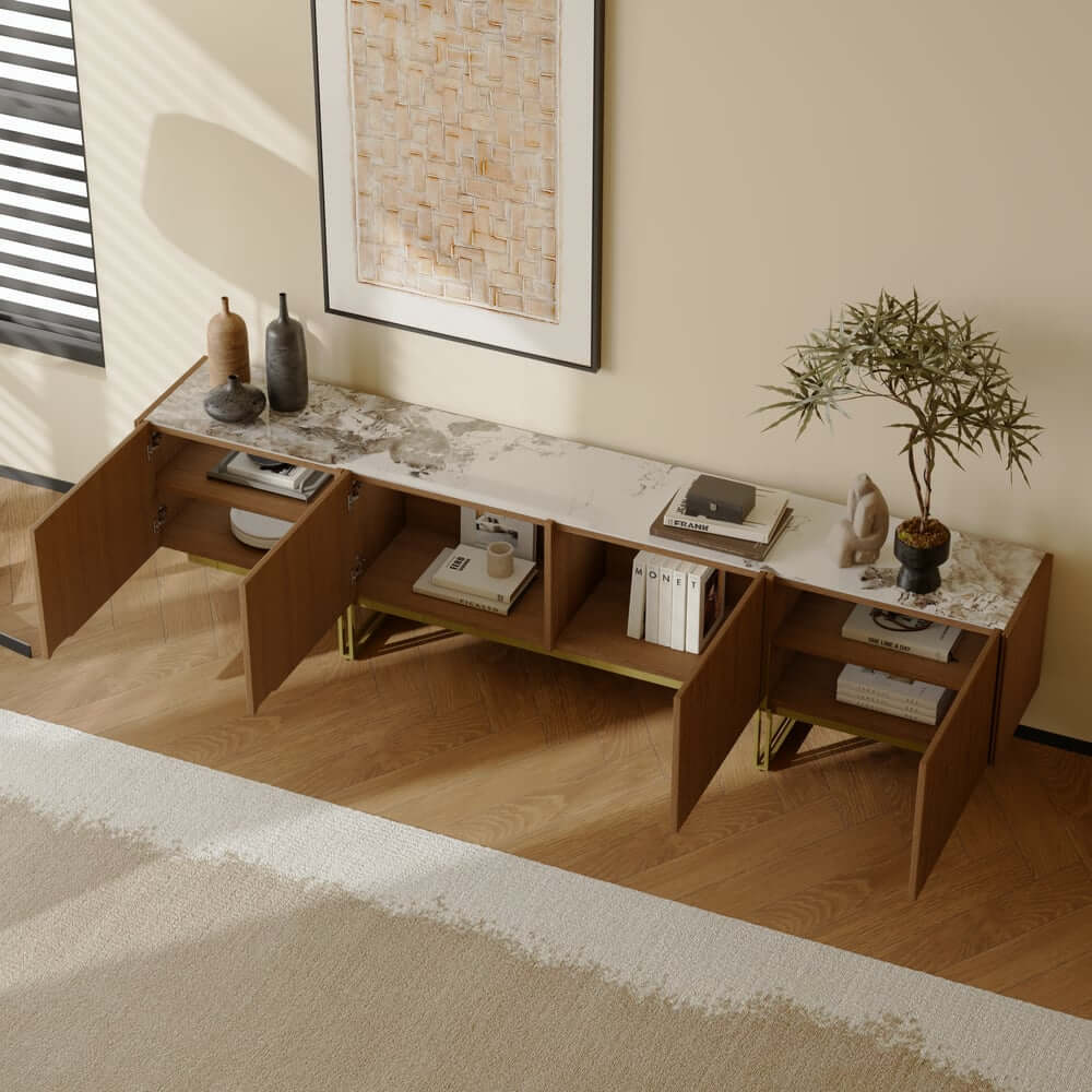 Freestanding TV Stand For 65 Inch TV With Cable Management