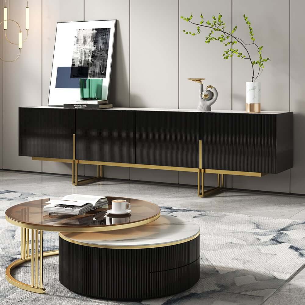Freestanding TV Stand For 65 Inch TV With Cable Management