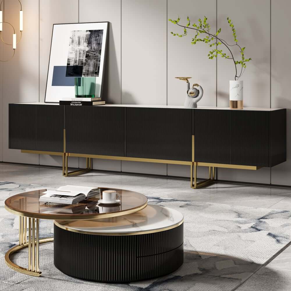 Freestanding TV Stand For 65 Inch TV With Cable Management