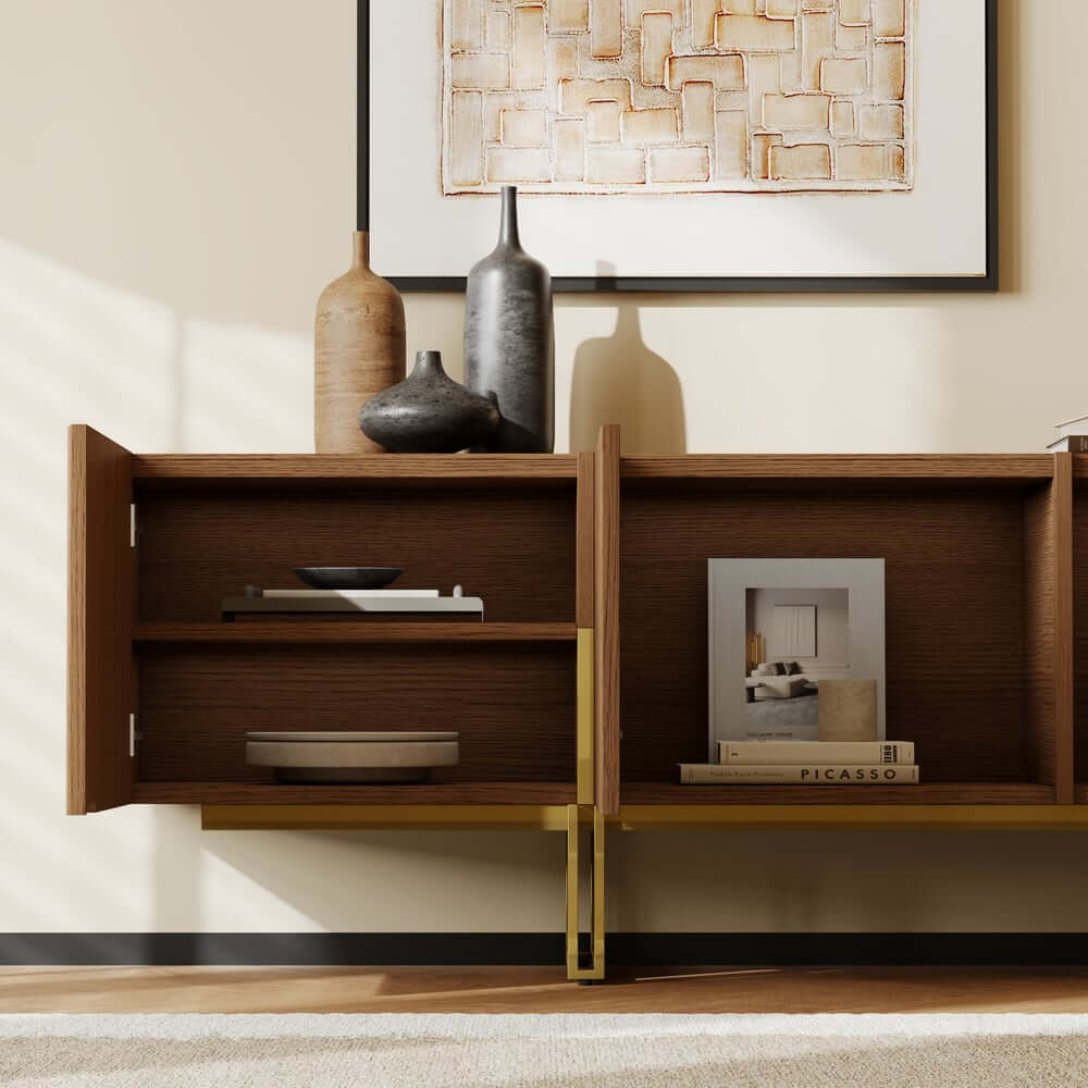 Freestanding TV Stand For 65 Inch TV With Cable Management