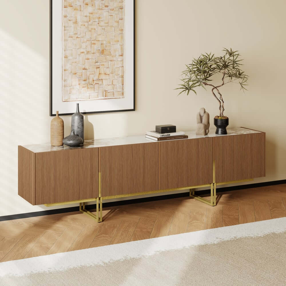 Freestanding TV Stand For 65 Inch TV With Cable Management