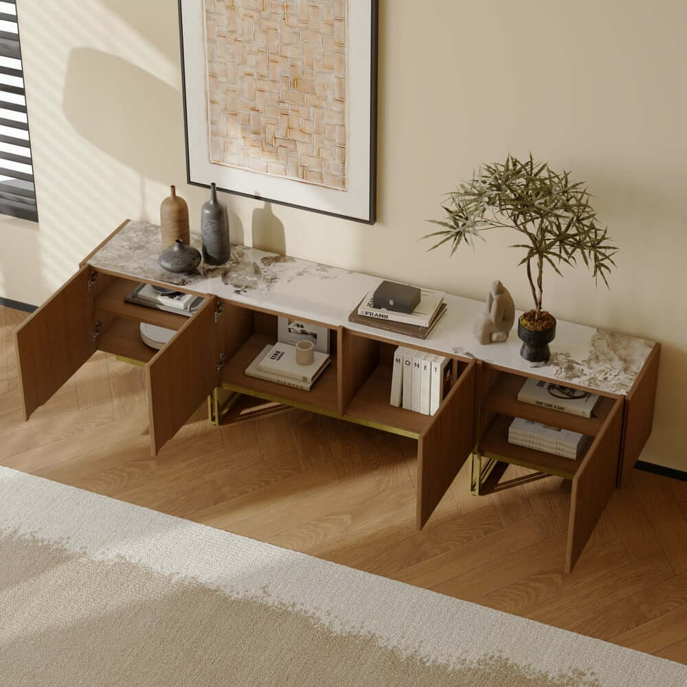 Freestanding TV Stand For 65 Inch TV With Cable Management