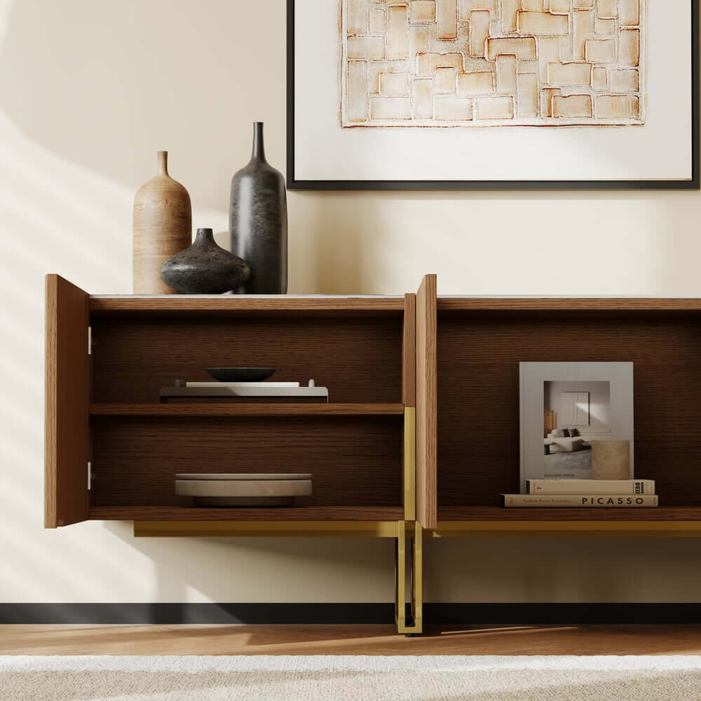 Freestanding TV Stand For 65 Inch TV With Cable Management