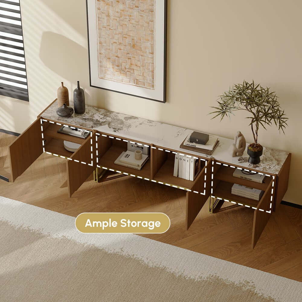 Freestanding TV Stand For 65 Inch TV With Cable Management