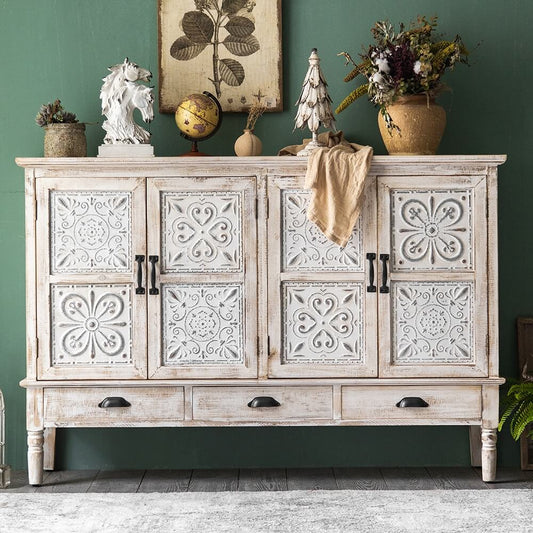 French Country Distressed White Cedar Sideboard Buffet Main Product Image