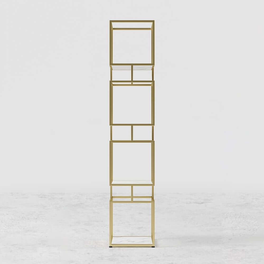 Geometric Metal Etagere Bookshelf - Modern Gold & Black Design