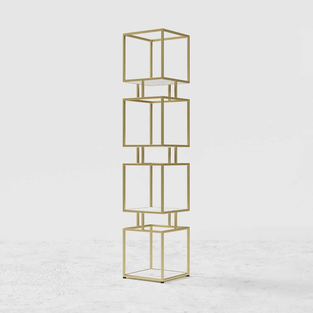 Geometric Metal Etagere Bookshelf - Modern Gold & Black Design