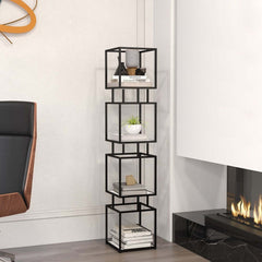 Geometric Metal Etagere Bookshelf - Modern Gold & Black Design