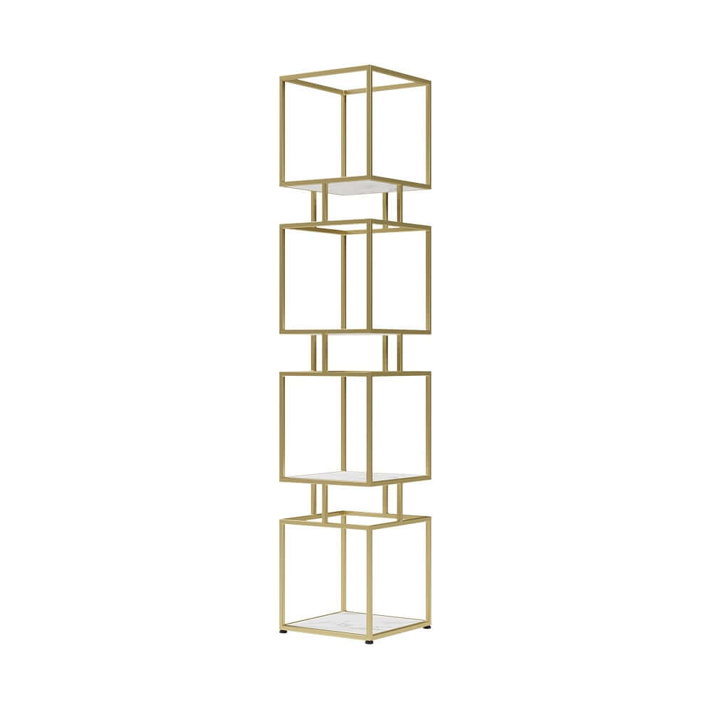 Geometric Metal Etagere Bookshelf - Modern Gold & Black Design