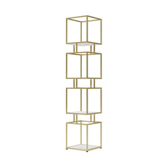 Geometric Metal Etagere Bookshelf - Modern Gold & Black Design
